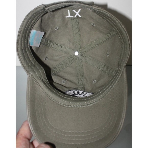 Port Aransas Tx 1855 Cap Olive Green Embroidered Palm Trees Cotton Strapback GUC - Picture 6 of 7